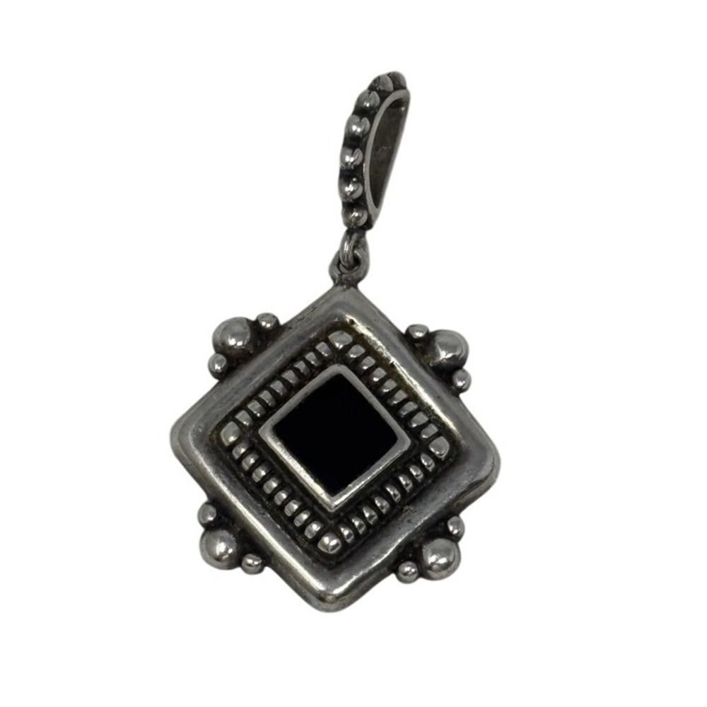 Sterling Silver Black Onyx Diamond Shape Pendant Charm 925
